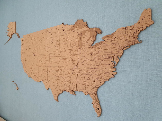 Ozdoby na ścianę Korkowa mapa USA
