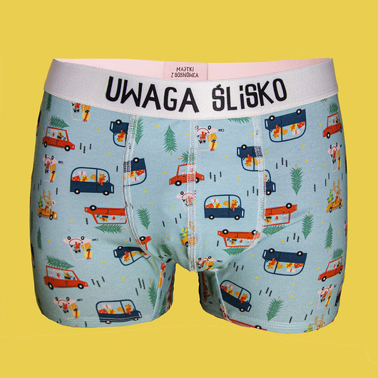 moda - inne Uwaga Ślisko - Świąteczne bawełniane bokserki