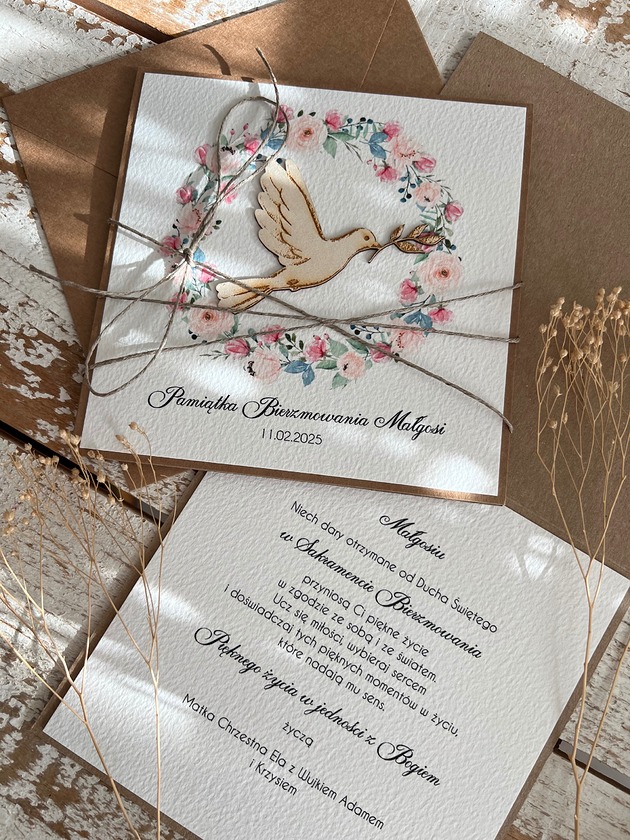 kartki scrapbooking Pamiątka bierzmowania - kartka na bierzmowanie z życzeniami