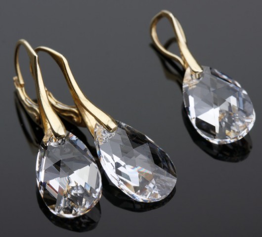 Komplet kryształ Swarovski crystal w złocie - łezki mellody