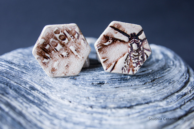 kolczyki ceramiczne Kolczyki z ćmą