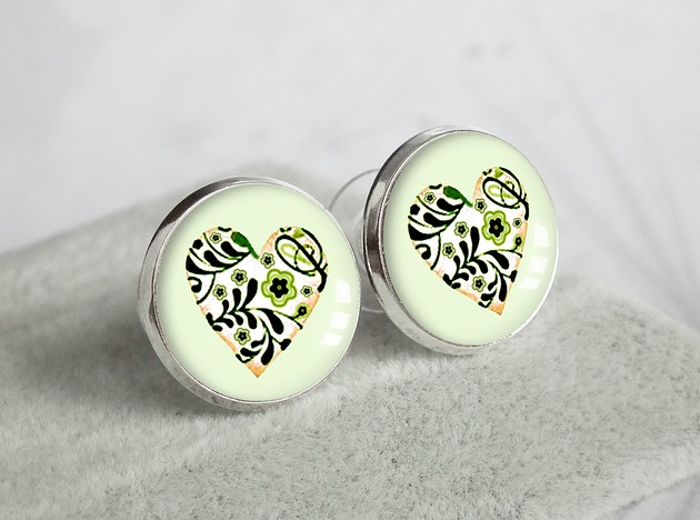 kolczyki szklane KOLCZYKI serca- unikatowe kolczyki na sztyfcie