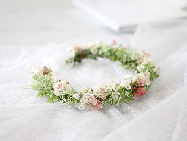 Wianek komunijny w stylu boho Lola White