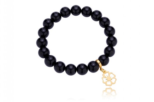 BRANSOLETKA onyks + srebro 925 pozłacane Coccola JEWELLERY