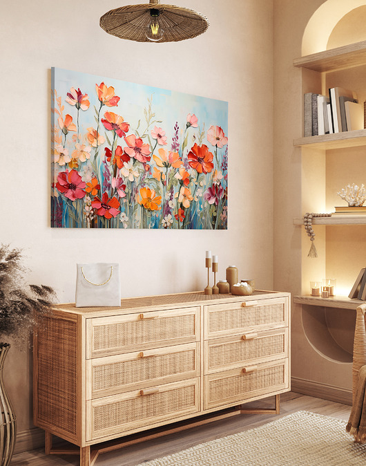 obrazy Obraz na płótnie - Kolorowe kwiaty - 100x70 cm  (1-0326)