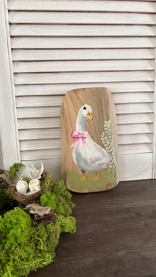 obrazy Szczęśliwa gąska  Obraz na drewnie