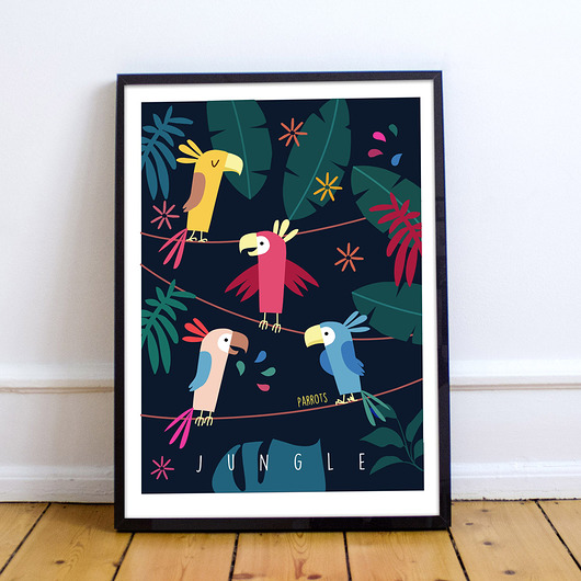 Dżungla 2. Papugi. Plakat 60x90 cm Sprinkles