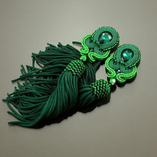 Kolczyki sutasz Emerald Tassels Ozdoby Ziemi