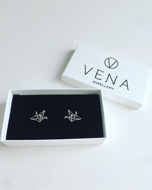 Srebrne kolczyki origami żurawie VENA Jewellery