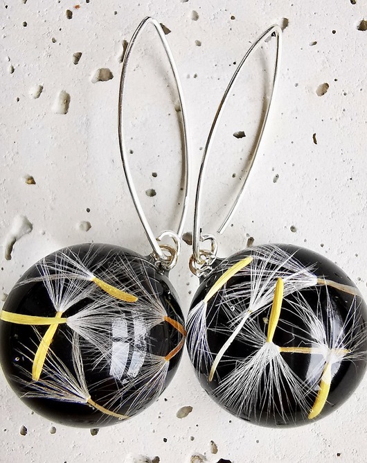 Kolczyki srebrne z nasionami dmuchawca Grol Jewellery