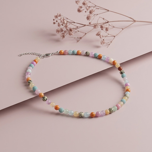 srebrne naszyjniki Energetyczny naszyjnik z jaspisu i jadeitu