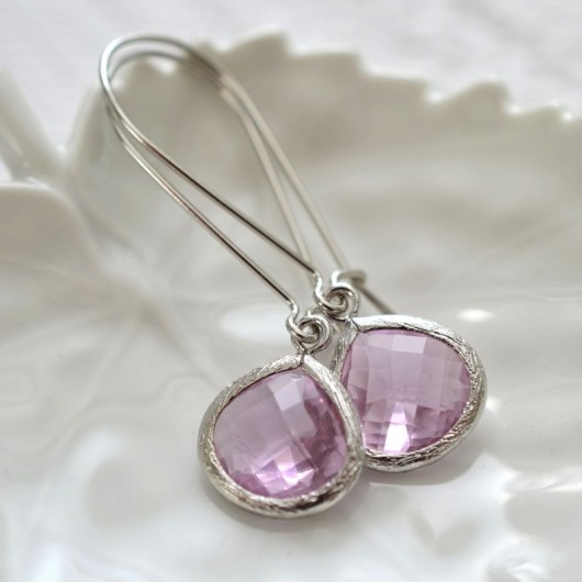 pink glass in silver  Made by Magda