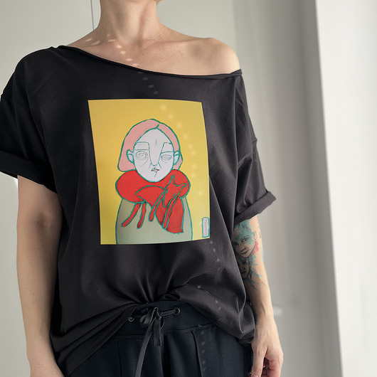 t-shirt damskie Fox Love Czarny oversize