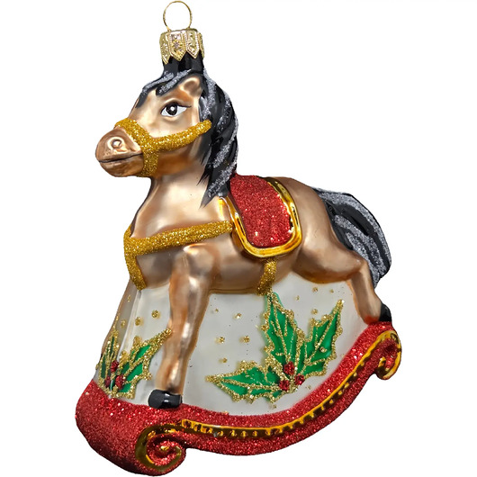 bombki Ręcznie malowana bombka szklana brązowy konik na biegunach