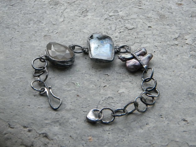 bransoletki wire wrapping Minerały i perły     - bransoleta
