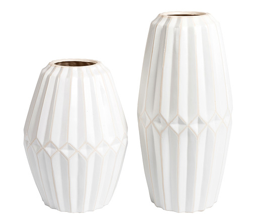 Wazon Wenecja, prążki, biały, ceramika, 27,8 cm Home Design