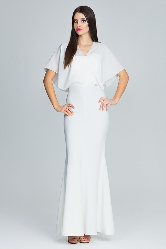 sukienki maxi damskie Elegancka sukienka maxi z krótkim rękawem - M577