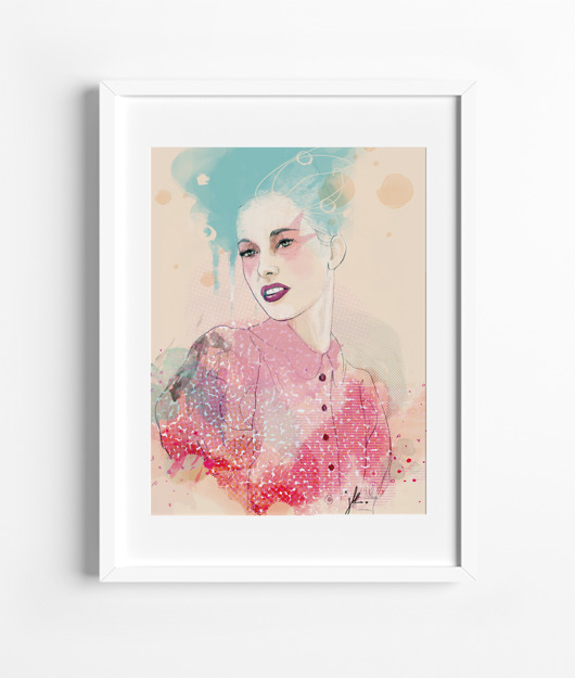 grafiki i ilustracje Blue-haired girl