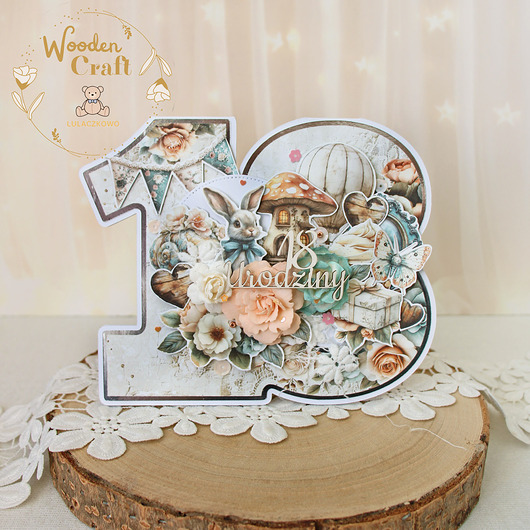 kartki scrapbooking Kartka urodzinowa  na 18 urodziny, kartka cyferka "Sprite Harmony 1"