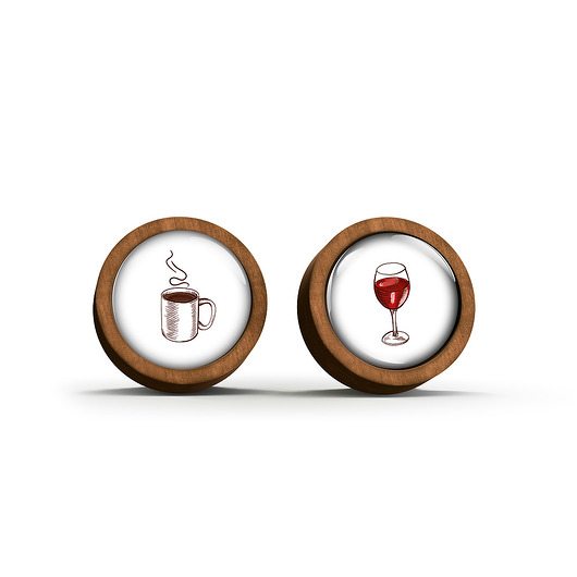 kolczyki drewniane Kolczyki drewniane - Kawa i wino - sztyfty
