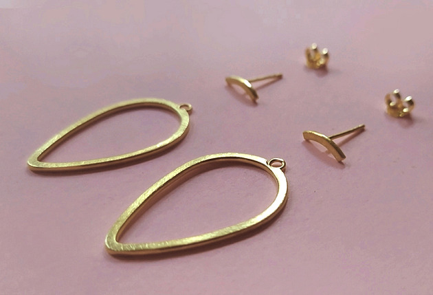 kolczyki pozłacane Kolczyki DOUBLE RINGS, srebro 925 pokryte 24K złotem