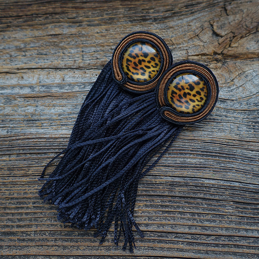 kolczyki soutache Kolczyki sutasz z motywem panterki