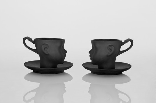 Filiżanki Główki z czarnej porcelany ENDE ceramics
