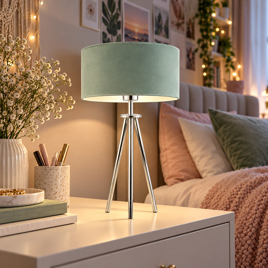 lampy stołowe Lampka stołowa na trójnogu z welurowym abażurem ALTA VELUR KIDS
