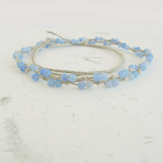 naszyjniki - inne Na zamówienie Niebieski agat Naszyjnik bez metalu