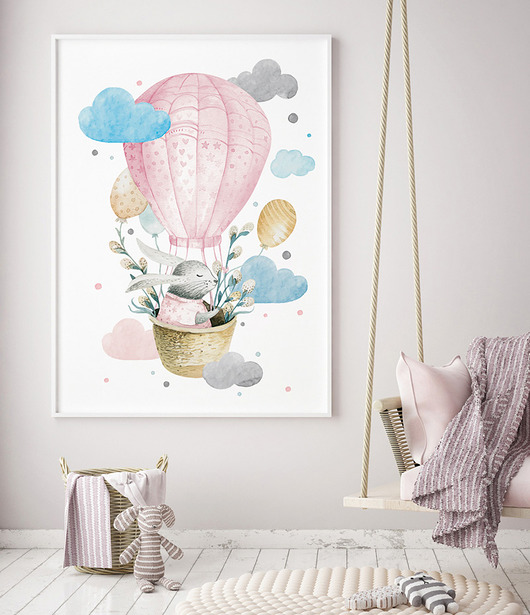 Plakat Odlotowy zajączek róż HOG STUDIO