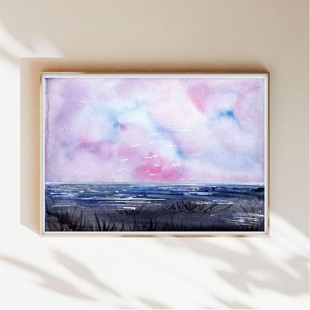 obrazy Oryginalna akwarela. Lot nad wodą A5