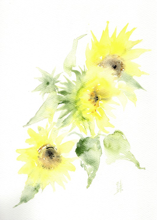 obrazy Oryginalna akwarela. Słoneczniki