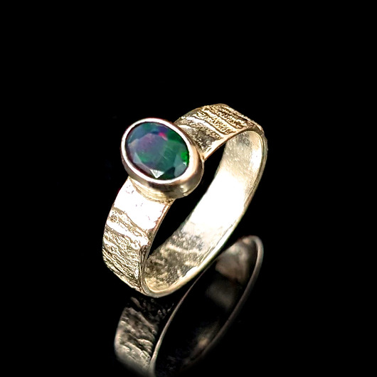 pierścionki srebrne Pierścionek kameleon- czarny opal