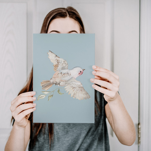 Plakat ptak zięba niebieski A4 A3 Merely Susan