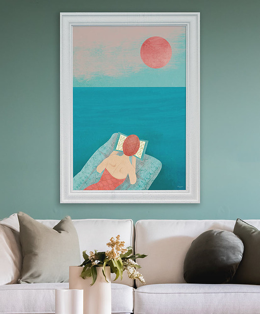 plakaty Nad morzem z książką - plakat fine art