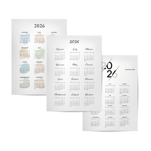 plakaty Plakat Zestaw 3 kalendarzy 2026, nowoczesne, minimalistyczne, stylowe, 3x30x4...
