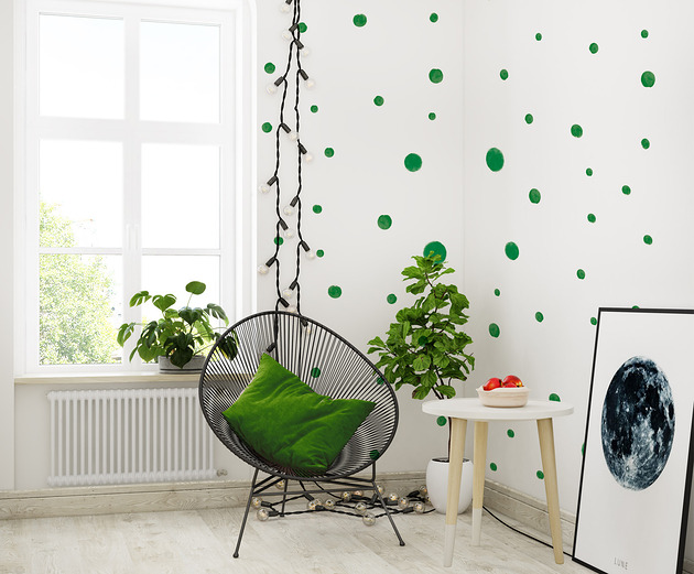naklejki ścienne do pokoju dziecka Tapeta dziecięca Zielone Kropki ( Painted Dots )