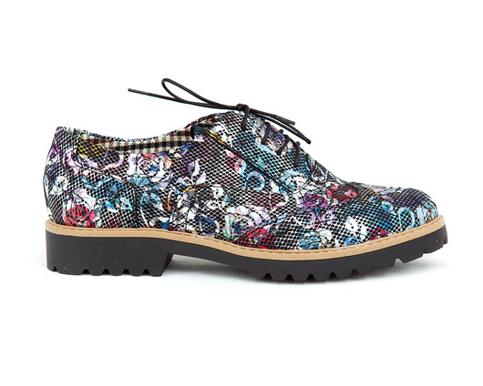 SKÓRZANE PÓŁBUTY ZAPATO 258 CZARNE KWIATY Zapato