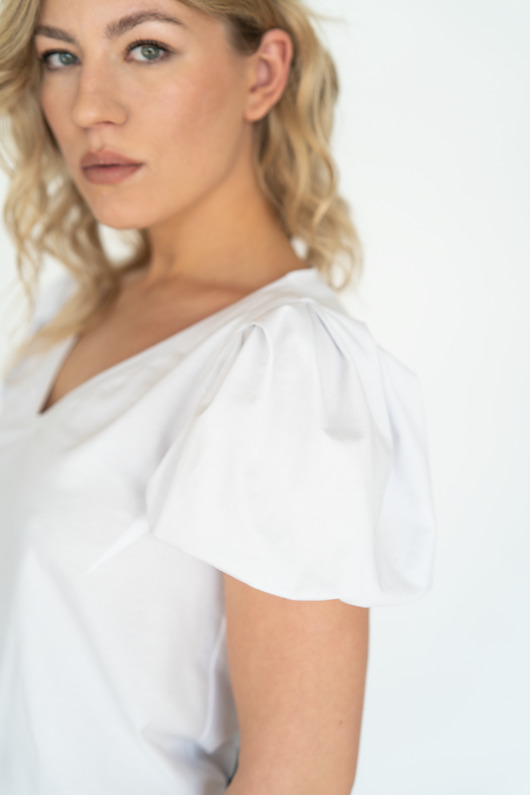 topy damskie Top Puff  White
