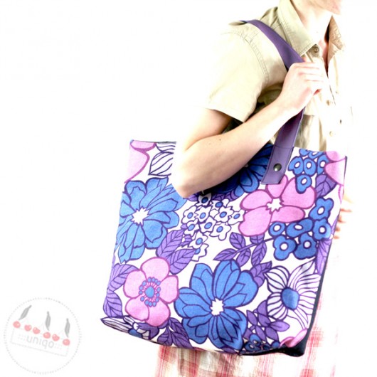 ::: TOTE bag FLOWERS&NAVY ::: uniqo