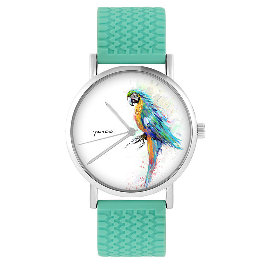 zegarki damskie Zegarek - Papuga - silikonowy, turkus