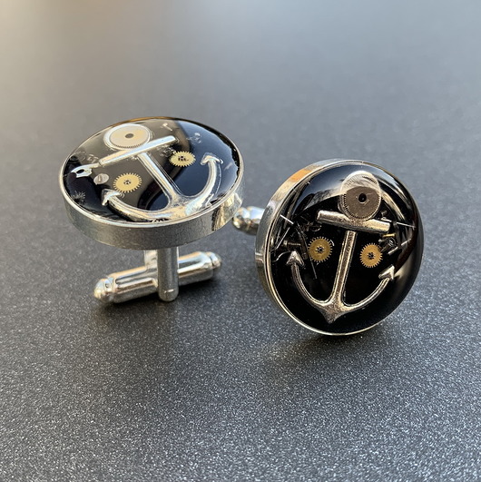 spinki do mankietów Spinki - Steam Dream - Kotwica - black