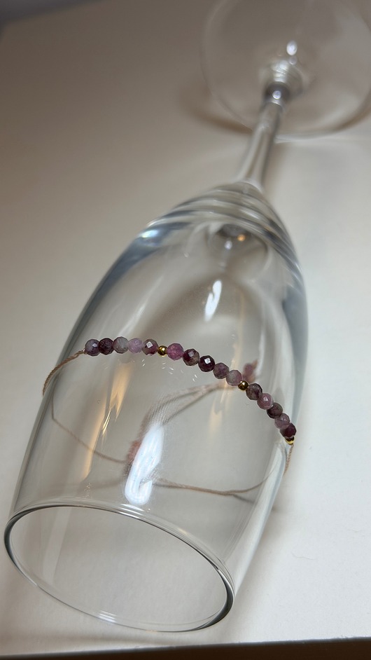 bransoletki na sznurku Bransoletka regulowana turmalin, srebro pozłacane