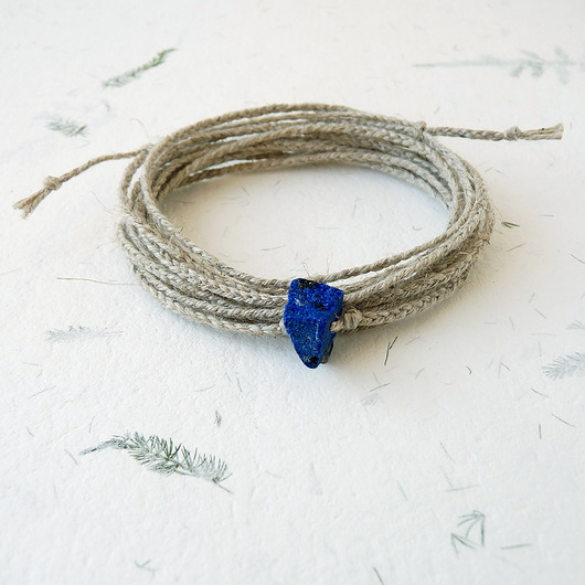 bransoletki na sznurku NATURE Len i lapis lazuli bransoletka