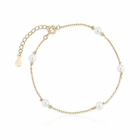 bransoletki złote Bransoletka Pearl Drop  Srebro pozłacane
