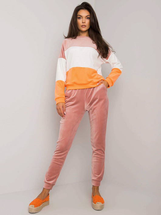 komplety damskie Brudnoróżowy komplet z weluru Andrine