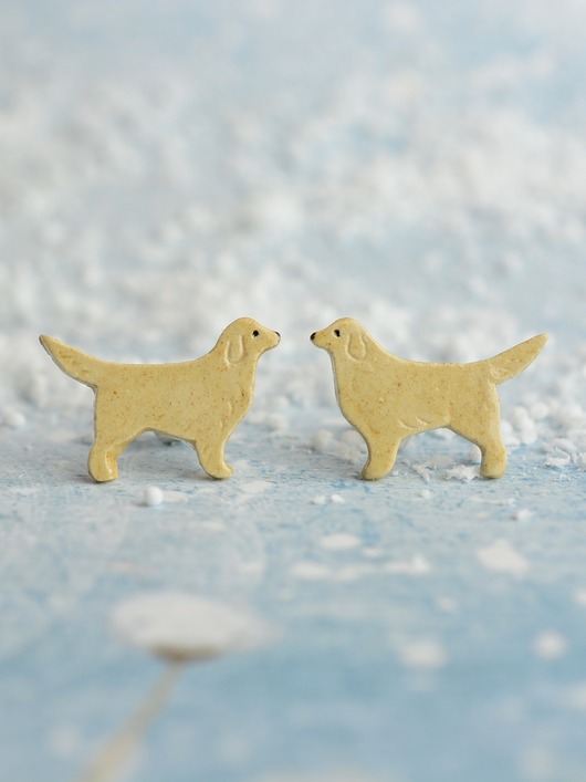 kolczyki ceramiczne Golden retriever - kolczyki z psem