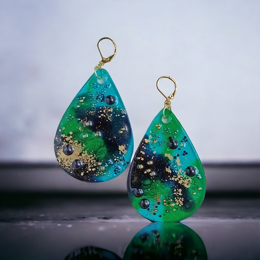 kolczyki z żywicy UNIKATOWE kolczyki z żywicy : kolekcja PICASSO : XL