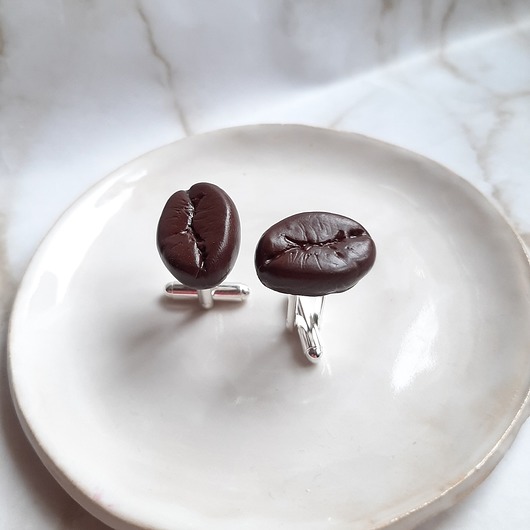 spinki do mankietów Spinki do mankietów ziarna kawy