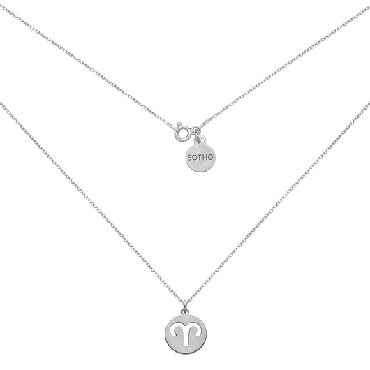 srebrne naszyjniki Srebrny matowy naszyjnik z zodiakiem Barana